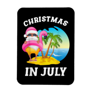 Christmas In July Santa Flamingo Pool Summer Magnet