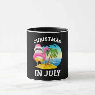 Christmas In July Santa Flamingo Pool Summer Mug