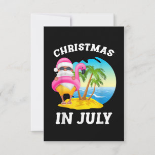 Christmas In July Santa Flamingo Pool Summer RSVP Card