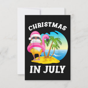 Christmas In July Santa Flamingo Pool Summer Thank You Card