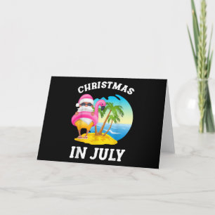 Christmas In July Santa Flamingo Pool Summer Thank You Card