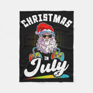 Christmas In July Santa Gamer Sungles Beach Summer Fleece Blanket