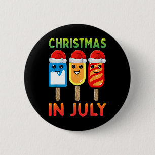Christmas In July Santa Hat Ice Pops Funny Kids To 6 Cm Round Badge