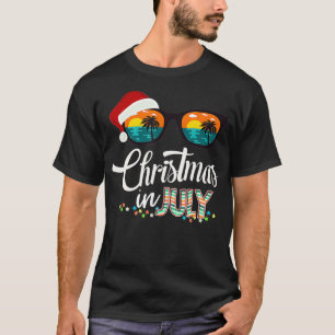 Christmas in July Santa Hat Sunglasses Hawaii T-Shirt