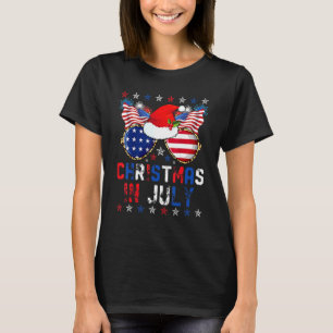 Christmas In July Santa Hat Sunglasses Summer 4th T-Shirt