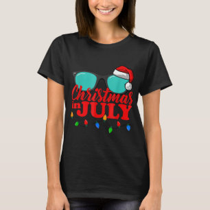 Christmas In July Santa Hat Sunglasses Summer Cele T-Shirt