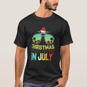 Christmas In July Santa Hat Sunglasses Summer Cele T-Shirt