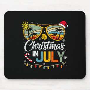 Christmas in July Santa Hat Sunglasses Summer Vaca Mouse Pad