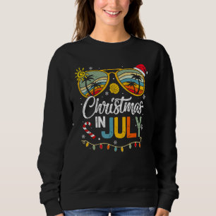 Christmas in July Santa Hat Sunglasses Summer Vaca Sweatshirt