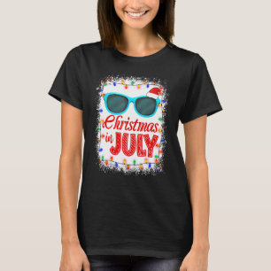 Christmas In July Santa Hat Sunglasses Summer Vaca T-Shirt
