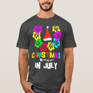 Christmas in July Santa Hat Sunglasses Summer Vaca T-Shirt