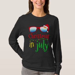 Christmas In July Santa Hat Sunglasses Summer Vaca T-Shirt