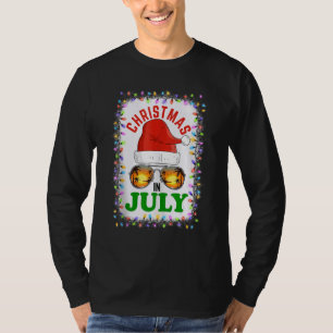 Christmas In July Santa Hat Sunglasses Summer Vaca T-Shirt