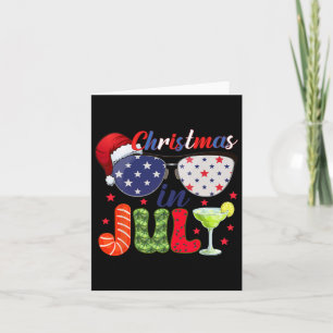 Christmas In July Santa Hat Sungles Funny Christma Card