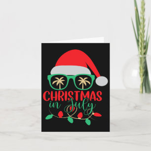 Christmas In July Santa Hat Sungles Summer Celebra Card