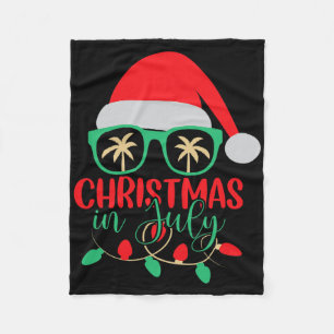 Christmas In July Santa Hat Sungles Summer Celebra Fleece Blanket