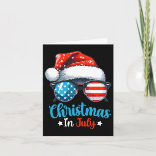 Christmas In July Santa Hat Sungles Usa Flag 4th O Card