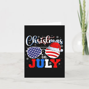 Christmas In July Santa Hat Sungles Usa Flag 4th O Card