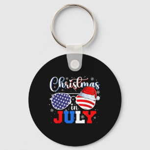 Christmas In July Santa Hat Sungles Usa Flag 4th O Key Ring