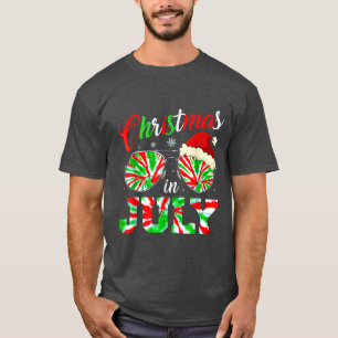 Christmas In July Santa Hat Tie Dye Sunglasses Sum T-Shirt