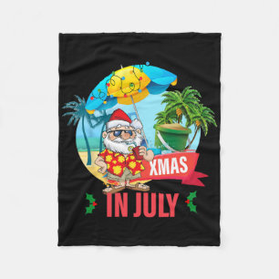 Christmas In July Santa Hat Xmas  Fleece Blanket