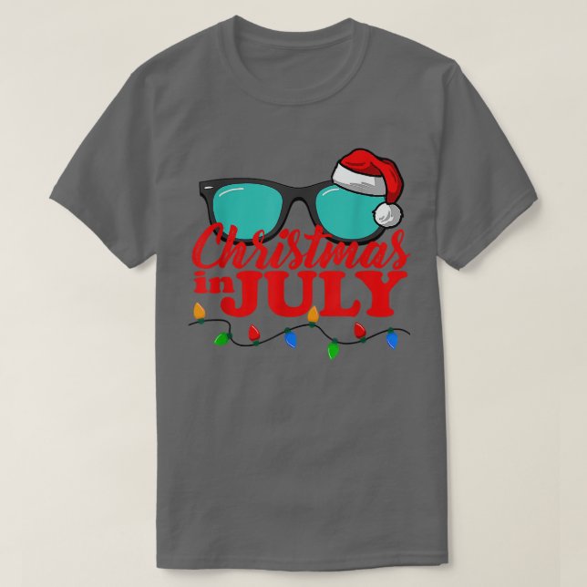 Christmas in July Santa hawaii Sunglasses Flamingo T-Shirt (Design Front)