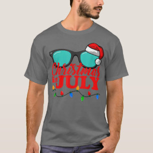Christmas in July Santa hawaii Sunglasses Flamingo T-Shirt