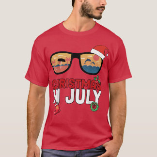 Christmas In July Santa Hawaii Sunglasses Summer V T-Shirt