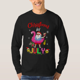 Christmas In July Santa Hawaiian Flamingo Summer B T-Shirt