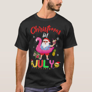 Christmas in July Santa Hawaiian flamingo Summer B T-Shirt
