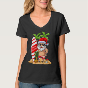 Christmas In July Santa Hawaiian Summer Beach Vaca T-Shirt