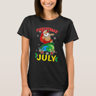 Christmas In July Santa Hawaiian Summer Surf Surfi T-Shirt