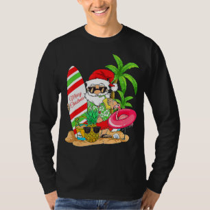 Christmas In July Santa Hawaiian Summer Surf Surfi T-Shirt