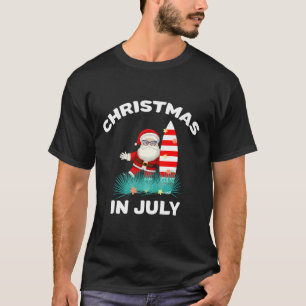 Christmas In July Santa Hawaiian Surfing Candy Can T-Shirt