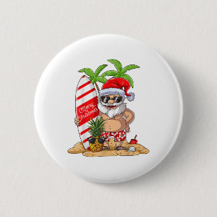 Christmas In July Santa Hawaiian Surfing Gifts Sum 6 Cm Round Badge