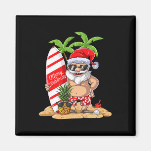 Christmas In July Santa Hawaiian Surfing Gifts Sum Magnet