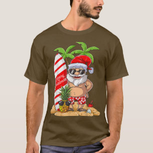 Christmas in July Santa Hawaiian Surfing Gifts Sum T-Shirt