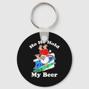 Christmas In July Santa Hawaiian Surfing Key Ring