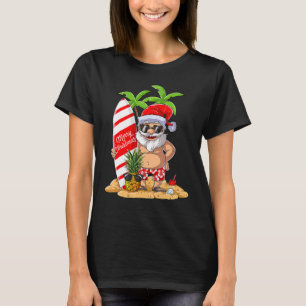 Christmas In July Santa Hawaiian Surfing S Summer T-Shirt