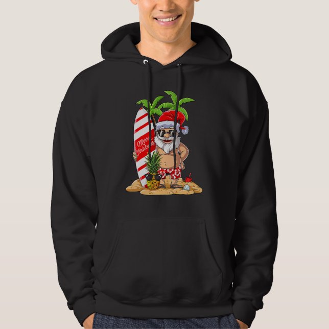 Christmas In July Santa Hawaiian Surfing  Summer S Hoodie (Front)