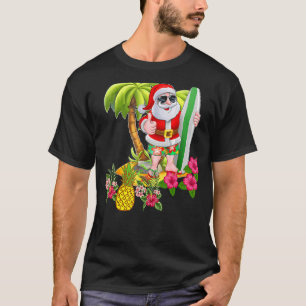 Christmas In July Santa Hawaiian Surfing Summer S T-Shirt