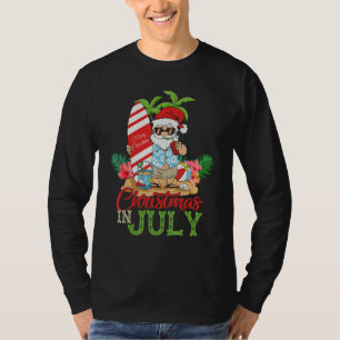 Christmas In July Santa Hawaiian Surfing  Summer S T-Shirt