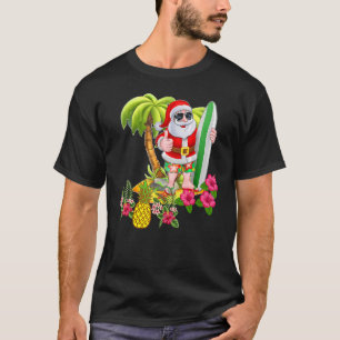 Christmas In July Santa Hawaiian Surfing Summer S T-Shirt