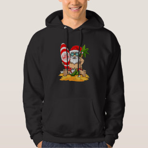 Christmas In July Santa Hawaiian Surfing Summer Su Hoodie