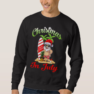 Christmas In July Santa Hawaiian Surfing Summer Su Sweatshirt
