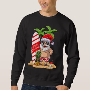 Christmas In July Santa Hawaiian Surfing Summer Su Sweatshirt