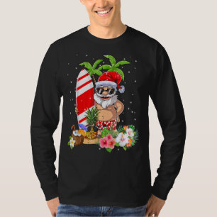 Christmas In July Santa Hawaiian Surfing Summer Su T-Shirt