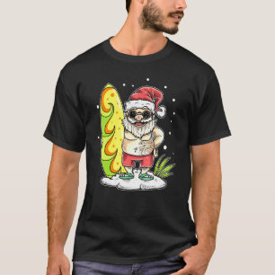Christmas In July Santa Hawaiian Surfing Summer Su T-Shirt