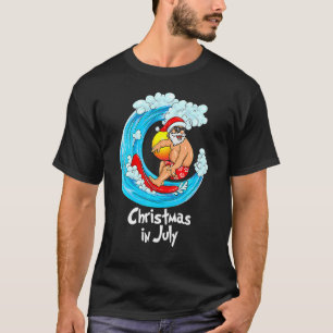 Christmas In July Santa Hawaiian Surfing Summer T-Shirt
