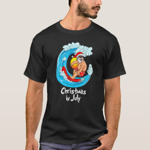 Christmas In July  Santa Hawaiian Surfing  Summer  T-Shirt